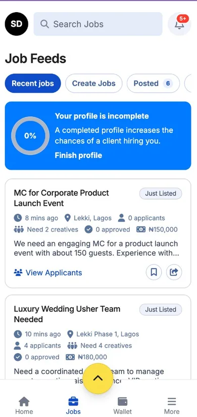 Discover Jobs: Browse recent jobs on Job Feeds.