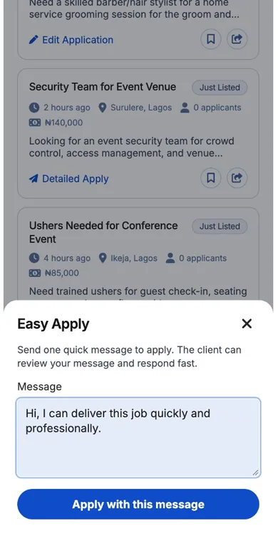 Easy Apply: Send a quick message to apply.