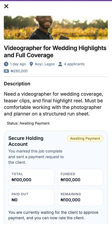 Secure Holding: Track secure holding funds while payment is reviewed.
