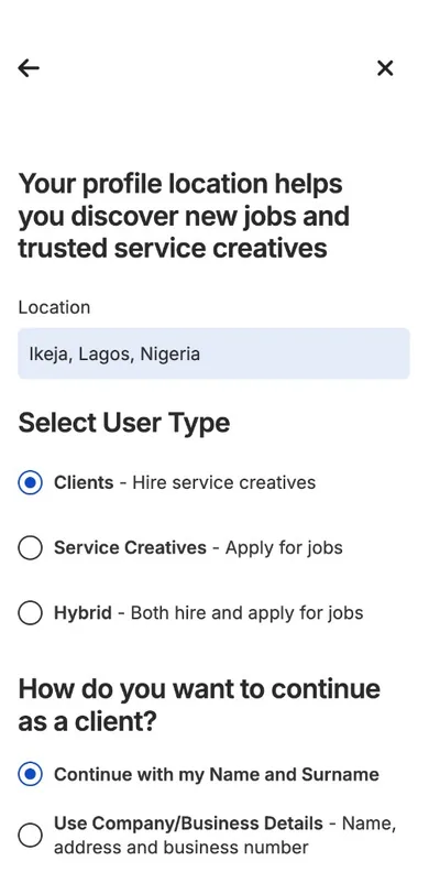 Set Up Your Account: Choose location and how you use SkillConnect.